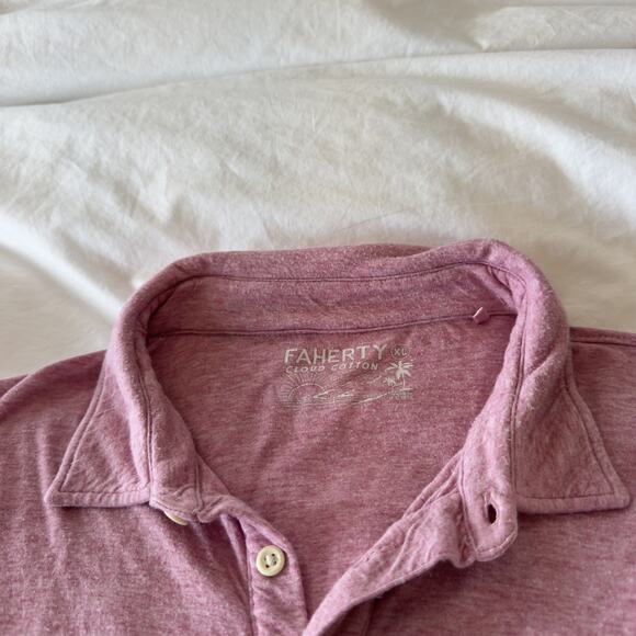 Faherty Men’s Cloud Cotton Polo Shirt Heather Pink Size XL Soft Casual Golf - Picture 3 of 6